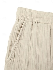 cheap Holiday-Men's Summer Shorts Beach Shorts Casual Shorts Drawstring Elastic Waist Solid Color Textured Comfort Breathable Above Knee Casual Daily Outdoor Fashion Retro Vintage Blue Khaki Inelastic