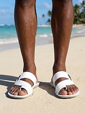 cheap Men-Men's Beach Vacation Flip Flop Sandals, Lightweight Open Toe Summer Shoes, Comfortable Casual Sandals for Resort, Pool, Seaside Walking