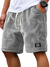 voordelige Casual korte broek-Voor heren Wafel korte broek Korte broek Zomer korte broeken Strandshorts Casual korte broek Trekkoord Elastische taille Kleurenblok Effen Kleur Met Textuur Comfort Korte Casual Dagelijks Buiten