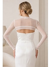 preiswerte Wraps für Hochzeitsgäste-Schals Damenumhang Elegant Rein Sonnenschutz Langarm Tüll Hochzeit Schals Mit Unifarbe Für Party Frühling &amp; Sommer