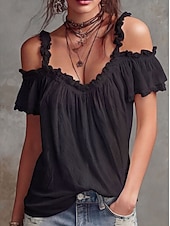  Women's Shirt Blouse Ruffle Blouse Solid Color Elegant Fashion Sleeveless Ruffle collar Long Tops Casual White claret Black Yellow Pink Summer Spring