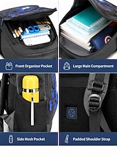 abordables Sacs à dos pour Enfants et Adolescents-Ensemble sac à dos de football pour garçon, sac d'école imperméable en polyester avec trousse, grand sac à dos à compartiments multiples, imprimé football bleu et noir pour l'école, les voyages, le