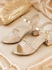 preiswerte Brautmutter/Bräutigammutter-Kleidersandalen mit niedrigem Blockabsatz für die Mutter der Braut, glitzernde Riemchensandalen mit Strasssteinen und offener Zehenpartie für Hochzeitsgäste.