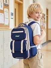 cheap Kids &amp; Teen Backpacks-Kids School Backpack, Waterproof Polyester Large Capacity Bookbag with Multiple Compartments, Adjustable Straps, Breathable Back Panel, Reflective Safety, Green Beige for Boys and Girls Back to School