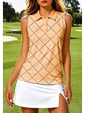 baratos Camisa Feminina-Mulheres Xadrez Quadrados Tops Camisa Esportiva Camisa polo de caminhada Regata Sem Manga Floral Botões UPF50+ Resistente a UV Elasticidade Alta Pavio Humido Respirável Voleibal Tênis Golfe Colarinho