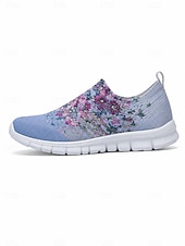economico Sneakers da donna-Sneakers da passeggio da donna con stampa floreale, scarpe leggere e traspiranti in mesh, ideali per viaggi informali, passeggiate in giardino e comfort quotidiano.