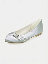 economico Madre della Sposa/Sposo-scarpe da sposa con tacco basso per la madre della sposa – eleganti scarpe da sera in raso color champagne per matrimoni formali