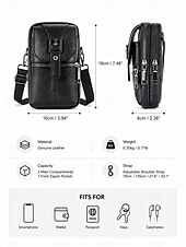billiga Herrväskor-Herr Crossbody-väska Axelväska Bältesväska Kohud Dagligen Utomhus Dragkedja Stor kapacitet Vattentät Lättvikt Ensfärgat Rödbrun Brunaktig gul Svart