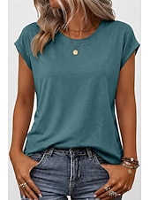 economico T-shirt semplice-Per donna Maglietta Semplice Elegante Manica Corta Manica a pipistrello Girocollo Top lunghi Casuale Quotidiano Uscire Blu Verde acqua Nero Bianco Rosa Estate Primavera