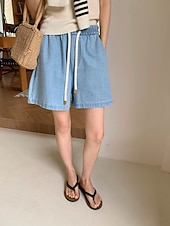 cheap Jeans-Women's Jeans Denim Chinos Shorts Fashion Calf-Length High Waist Classic Comfort Stretchy Vacation Formal Blue Summer Spring Regular Fit