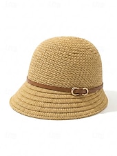 abordables Sombreros de mujer-Sombrero de sol de poliéster tejido para mujer, estilo cloche multicolor con ala larga en la parte delantera y corta en la trasera. Sombrero ligero ideal para vacaciones de verano, playa, viajes,