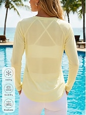 economico T-shirt semplice-T-shirt da donna a maniche lunghe ad asciugatura rapida, traspirante e rinfrescante.