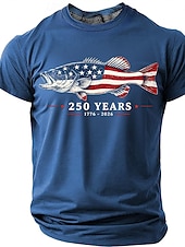 Недорогие Patriotic 250 T-shirts-4th of July 2026 250th Men's US Flag 1776 T Shirt Short Sleeve T shirt 3D Print Crew Neck Shirt Patriotic Daily Festival Blue Black Red Summer Spring Clothing Apparel S M L XL XXL XXXL
