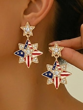 tanie Akcesoria-patriotyczne kolczyki pamiątkowe damskie, stop 4 lipca &amp;Kolczyki wiszące America 250, wielokolorowe, czerwono-biało-niebieskie, efektowne, na paradę, przyjęcie