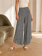 preiswerte weites Bein und hohe Taille-Damen Weites Bein Chinos Aktiv Mode Volle Länge Hohe Taille Tupfen Tasche Elastischer Bund Druck Bequem Weich Unelastisch Outdoor Straße Schwarz Grün Rote Herbst Normale Passform