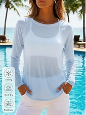 economico T-shirt semplice-T-shirt da donna a maniche lunghe ad asciugatura rapida, traspirante e rinfrescante.