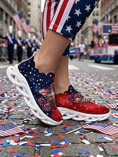 ieftine Pantofi de damă-Pantofi sport patriotici roșii-albastri pentru femei – roz &amp;Adidași cu pernă de aer imprimați cu fluturi pentru Ziua Independenței, sărbătorile de 4 iulie, călătorii, plimbări zilnice și ținute casual