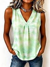  Per donna Canotta Grafico Tinta a nodi Gradiente di Colore Elegante Vintage Casual Senza Maniche Scollo a V Top Regolari Casuale Quotidiano Blu Viola Verde Estate Primavera