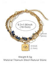 preiswerte Damenarmband-Damen-Doppelarmband im Boho-Stil mit mehreren Lagen Perlen, Naturstein &amp;Charm-Armband aus Titanstahl für Damen, Sommer-Schmuckstück mit mehreren Anhängern – perfekt für Urlaub, Alltag und als Geschenk
