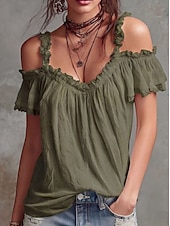  Women's Shirt Blouse Ruffle Blouse Solid Color Elegant Fashion Sleeveless Ruffle collar Long Tops Casual White claret Black Yellow Pink Summer Spring