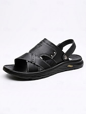 abordables Men-Men's Beach Vacation Open Toe Sandals, Adjustable Strap Casual Summer Shoes, Comfortable Non-Slip Sandals for Resort, Seaside Walking