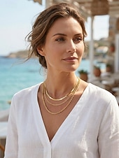cheap Women's Necklace-Women's Gold Silver Layered Necklace Set, 3 Piece Alloy Chain Necklace Set for Summer Vacation, Casual Daily Wear and Elegant Layering Jewelry