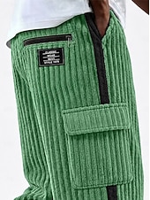 abordables pantalones casuales-Hombre Pantalones cargo Pantalones Pantalones de Pana Pantalones casuales Pantalones anchos Correa Retazos Bolsillo con cremallera Color sólido Comodidad Longitud total Casual Diario Exterior Moda