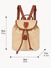 economico Zaini alla moda-Borsa a zaino in paglia da donna borsa di rattan intrecciato boho per vacanze al mare viaggi estivi e abbigliamento quotidiano in vacanza