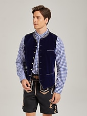 preiswerte Trachtenweste-Oktoberfest Trachten Waistcoat Traditional Bavarian Vest Embroidery Velvet Stand Collar Mandarin Collar German Alpine Heritage Wiesn Men's Carnival Beer Festival Traditional Style Cloth