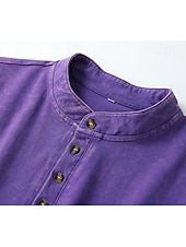 economico Bluse Semplici-softfade™ maglietta henley da donna 100% cotone stile vintage alla moda elegante maniche corte top regolari casual spiaggia blu kaki nero viola arancione primavera