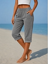  Women's Jeans Denim Capri Pants Burmuda Shorts Fashion Calf-Length High Waist Plain Classic Comfort Stretchy Casual Daily Vacation Black Grey Summer Spring
