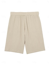 cheap Holiday-Men's Summer Shorts Beach Shorts Casual Shorts Drawstring Elastic Waist Solid Color Textured Comfort Breathable Above Knee Casual Daily Outdoor Fashion Retro Vintage Blue Khaki Inelastic