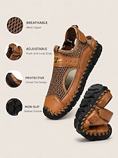 economico sandali da esterno-Sandali da passeggio da uomo a punta chiusa, sandali da pescatore in rete traspirante con cinturino regolabile, scarpe estive antiscivolo per esterni, spiaggia e viaggi