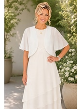 economico impacchi per gli invitati al matrimonio-Scialle Donna Bolero Coprispalle Scialli della Madre Scialli della Sposa Elegante Signore Formale Manica Corta Chiffon Stole da matrimonio Con Colore puro Per Quotidiano Primavera &amp; Estate