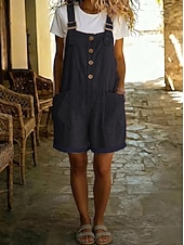  Damen Overall Vintage Kurz Hohe Taille Einfach Tasche Knopf Komfort Unelastisch Urlaub Formell Army Green Shorts Pink kurz Schwarzer Kurzstil Roter kurzer Stil Sommer Frühling Lässiger Schnitt