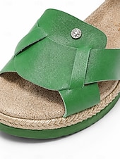 billige Kilesandaler-Justerbare kile-sandaler for kvinner, komfortable sommersko med borrelås for strand-, reise- og ferieantrekk