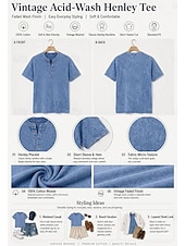  Per donna 100% cotone Maglia Henley Grafico Bandiera Semplice Vintage Moda Elegante Manica Corta Henley Top Regolari Casuale Spiaggia Blu Nero Viola Arancione Rosso rosa Estate Primavera