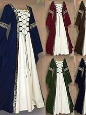 Retrò Vintage Medievale Rinascimento Lunghezza alla caviglia Vestito irlandesi Vichingo Straniero Taglie Forti Elfico Costume Per donna Costume di Carnevale Celtico Halloween Carnevale LARP Fiera