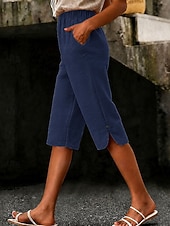  Per donna Jeans Shorts Pantaloncini Burmuda Pantaloni Corti Moda Lunghezza al polpaccio Vita Alta Classico Comodità Elasticizzato Vacanza Formale Blu marino Blu chiaro Grigio Estate Primavera