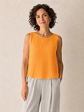economico Collezione di Lino Premium-Per donna Canotta Maglietta Arricciato Tinta unica Elegante Moda Senza Maniche Girocollo Top Regolari Casuale Blu Bianco Rosso Arancione Estate Primavera