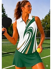 abordables Camisa de Mujer-Mujer Geométrico Tops Camisa deportiva Camisas de polo Camiseta de tenis Sin Mangas Cremallera Floral UPF50+ Resistente a los rayos UV Alta elasticidad Dispersor de humedad Transpirable Voleibol