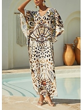 abordables vestido casual estampado-Vintage Leopard Jewelry Flowy Chiffon Maxi Dress