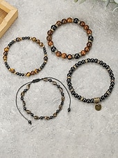 voordelige Heren sieraden-Herenarmbandset met drie lagen tijgeroogsteen, natuurlijke tijgeroogsteen &amp;Legeringskralen, gelaagde vintage herensieraden voor zomervakanties, muziekfestivals en casual dagelijks gebruik.
