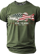 Недорогие Patriotic 250 T-shirts-4th of July 2026 250th Men's US Flag 1776 T Shirt Short Sleeve T shirt 3D Print Crew Neck Shirt Patriotic Daily Festival Blue Black Red Summer Spring Clothing Apparel S M L XL XXL XXXL