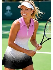 baratos Vestido Feminino-Mulheres Gradiente Vestido de tênis Vestido esportivo Vestido Polo de Tênis Sem Manga Esportivo Quarter Zip Elástico Redutor de Suor Respirável Voleibal Tênis Golfe Aberto para a Lateral Gola Alta