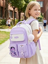 cheap Kids &amp; Teen Backpacks-Girls School Backpack Set, Pink Waterproof Polyester Bookbag with Pencil Case, Large Capacity Multi-Pocket Student Backpack, Ergonomic Support, Travel &amp; Daily Use, Grade 1-6