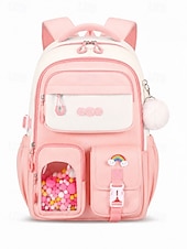 cheap Kids &amp; Teen Backpacks-Girls School Backpack Set, Pink Waterproof Polyester Bookbag with Pencil Case, Large Capacity Multi-Pocket Student Backpack, Ergonomic Support, Travel &amp; Daily Use, Grade 1-6