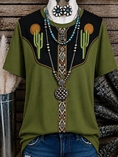  γυναικείο μπλουζάκι western boho με σχέδιο φλοράλ γραφικό γεωμετρικό vintage κομψό casual κοντομάνικο με στρογγυλή λαιμόκοψη V στρογγυλή λαιμόκοψη μακριές μπλούζες casual καθημερινό Σαββατοκύριακο