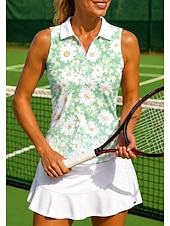 abordables Camisa de Mujer-Mujer Flores Tops Camisa deportiva Camisas de polo Camiseta de tenis Sin Mangas Cremallera Floral UPF50+ Resistente a los rayos UV Alta elasticidad Dispersor de humedad Transpirable Voleibol Tenis