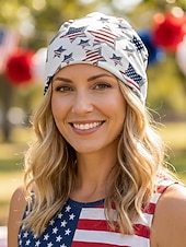 billige Tilbehør-Patriotisk bohemsk lue for kvinner &amp;halsmansjett, lett stretch polyester flermønstret USA-trykk sommerhodeplagg for USAs uavhengighetsdag, 4. juli, reise &amp;festivaler